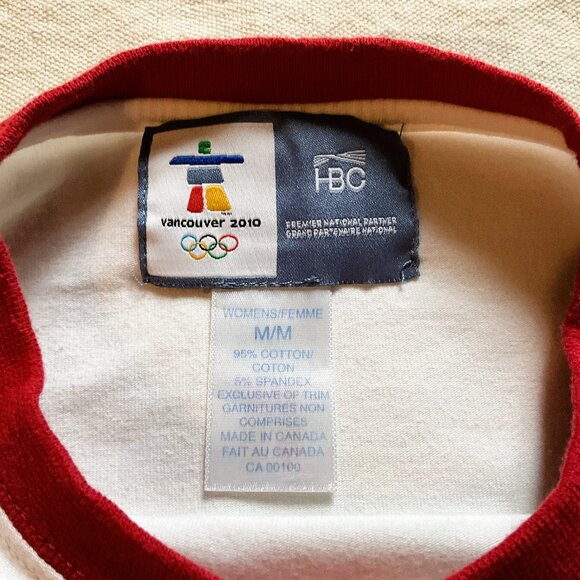 Women's HBC Vancouver 2010 Winter Olympics Ringer S/S Tee, White, Sz M - Picture 4 of 6